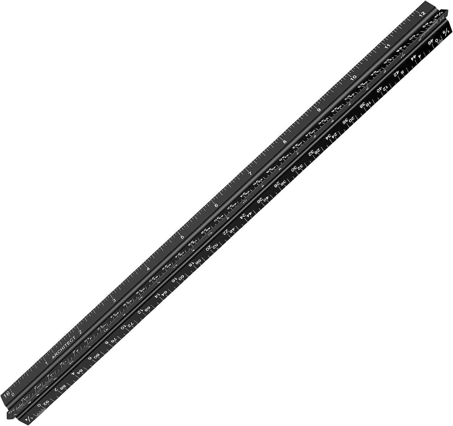 UPITOR Architectural Triangular Scale Ruler - Includes 12 inch Aluminum Architect Scale and Triangular Ruler - Suitable for Architects, Draftsmen, and Engineers Black