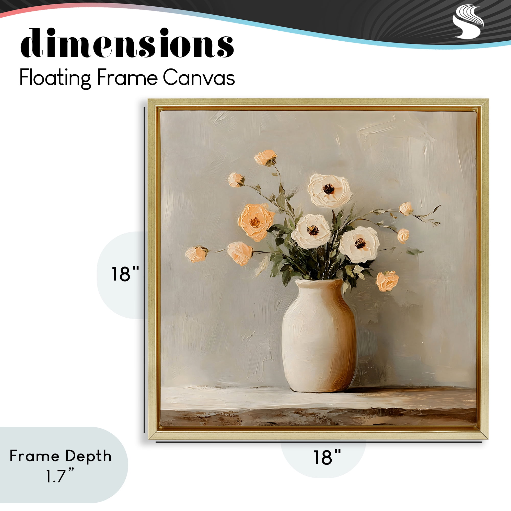 Stupell Industries Simple Floral Vase in Pastels Gold Framed Floater Canvas Wall Art, design by Creative Studio