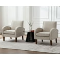 thumbnail image 3 of Farmhouse Striped Accent Chairs for Living Room Set of 2, Linen Fabric Modern Comfy Armchairs with Cushion, Upholstered Striped Reading Chairs for Bedroom Couch Chair with Wood Legs, Khaki, 3 of 7