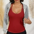 thumbnail image 4 of Women's Ribbed Knit Deep V Neck Tank Top with Seamless Design - Small, Red, 4 of 7