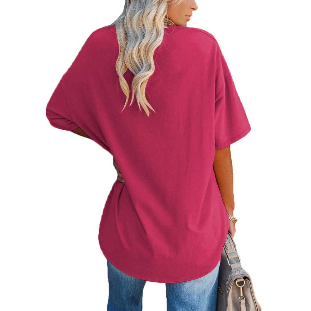 REVEXO Oversized Tshirt for Women Half Sleeves Printed T Shirt for Women &  Girls Ladies Oversized T Shirts Loose Fit Baggy Tshirt for Women, Drop