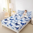 thumbnail image 4 of Feelyou Cartoon Butterfly Twin Sheet Sets, Blue Leaf Plant Bedding, 3 Pieces, 4 of 7