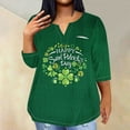 thumbnail image 2 of Plus Size Shirts for Women Three Quarter Sleeve V Neck Happy St. Patricks Day Print Pullovers Casual Loose Tee Tops Green,XXXL, 2 of 6