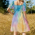 thumbnail image 3 of Colorful Tie Dye Vortex Women's Summer Short Sleeve Casual Dresses Floral Party Dress, 3 of 7