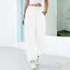 thumbnail image 1 of Pantalones de color sólido de las mujeres de la moda Bolsillo elástico de la cintura Pantalones de c Abanopi Blanco/Grande, 1 of 3