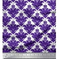 thumbnail image 1 of Soimoi Purple polyester Crepe Fabric Ornate Filigree Damask Print Fabric by the Yard 42 Inch Wide, 1 of 5