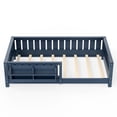 thumbnail image 3 of Bellemave Twin Montessori Floor Bed with Built-in Bookshelf, Twin Floor Bed with Full Safety Guardrails, Low-to-Floor Bed Frame with Slats, No Box Spring Needed, Easy Assembly, Blue, 3 of 7
