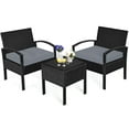 thumbnail image 6 of Patiojoy 3 Pieces Patio Set Outdoor Wicker Rattan Furniture w/ Cushions Gray, 6 of 6