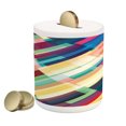 thumbnail image 1 of Abstract Piggy Bank, Futuristic Geometric Pattern Design with Colorful Stripes Modern Technologic Print, Ceramic Coin Bank Money Box for Cash Saving, 3.6" X 3.2", Multicolor, by Ambesonne, 1 of 4