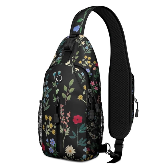 Sac à Bandoulière à Motif de Fleurs Aquarelle avec Motif Floral Artistique, Sac de Jour Léger et Durable à Porter en Travers, Sangle Ajustable, Multiples Compartiments pour les Déplacements Quotidiens et les Voyages