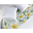 thumbnail image 2 of Tropical Bed Runner, Repeating Big Little Plumeria Flowers Vintage Hawaiian Exotic Vibes, Decorative Accent Bedding Scarf for Hotels Homes & Guest Rooms, King, Mustard Pale Blue Green, by Ambesonne, 2 of 3
