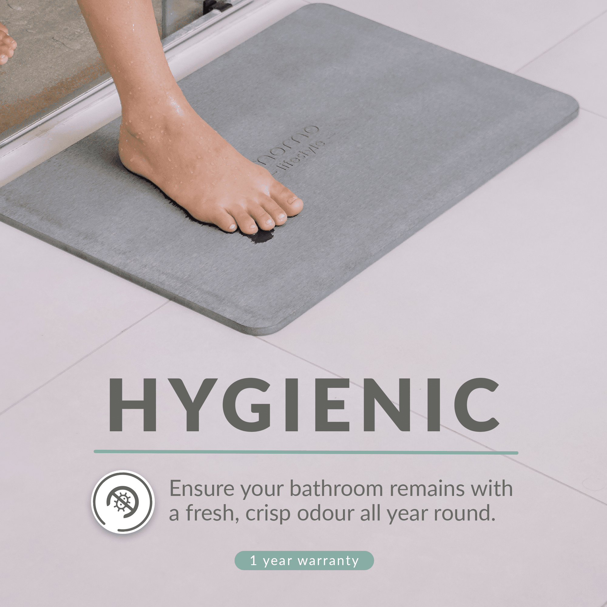 Momo Lifestyle Large Stone Bath Mat Minimalist Natural Gray Diatomaceous Earth Bath Rugs, 32" x 20"