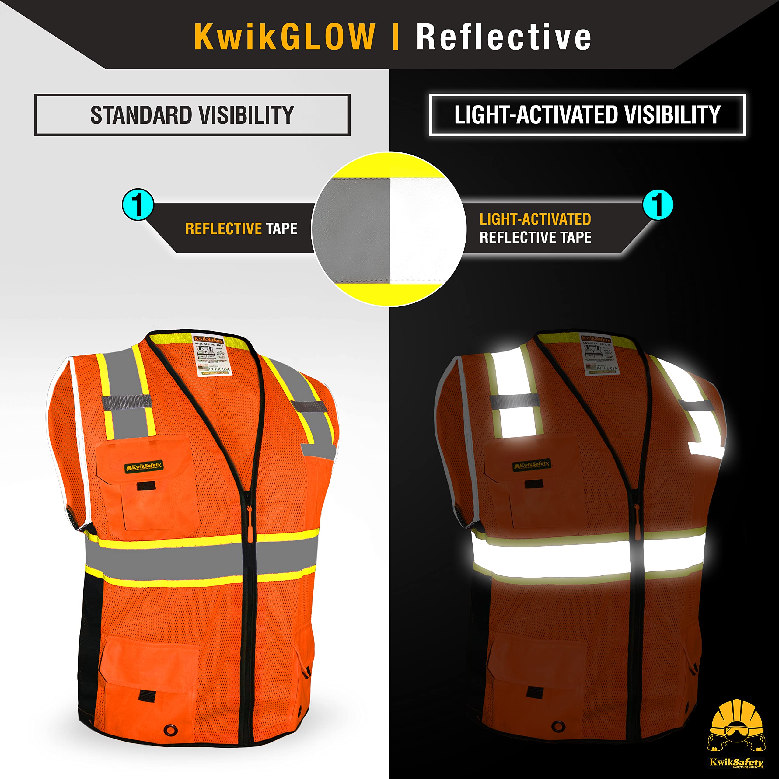 KwikSafety (Charlotte, NC) BIG KAHUNA Safety Vest (11 Pockets) ANSI Class  OSHA Reflective High Visibility Heavy Duty Surveyor Construction Mesh Hi Vis  Zipper Men/Men's Work Gear Orange 2X-Large