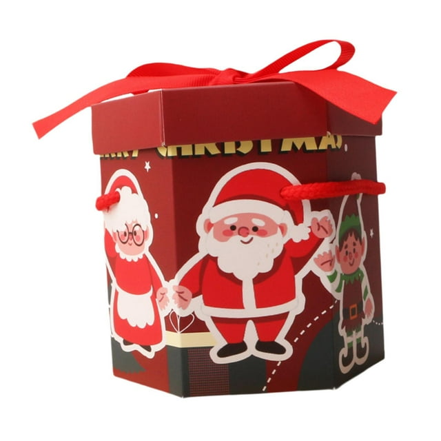 Caja de dulces de Navidad Cajas de Navidad Embalaje de regalos portátiles Embalaje de regalos navideños Contenedor de dulces para fiestas Festivales Familia de Navidad
