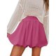 thumbnail image 1 of Falda con estampado de burbujas para mujer, cintura alta, volantes, rosa intenso, 1 of 4