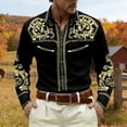 thumbnail image 2 of SXCXLSA Western Shirts For Men Cowboy Embroidered Long Sleeve Button Collar Shirt Regular Fit Business Casual Blouse With Floral Design Black L, 2 of 4