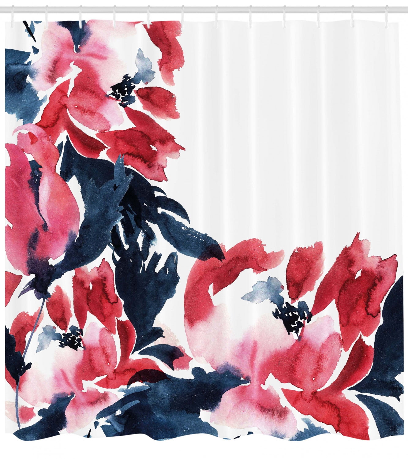 70/" Floral Art Painting Peony Bathroom Waterproof Fabric Shower Curtain /& Hooks