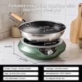 thumbnail image 2 of Abangdun 1700W 85V~120V Induction Cooktop with 13' Stainless Steel Wok Pan Electric Burner 1.06″ Curved Surface Concave 18h Timer Real Precise Power/Temp Ctrl 16 Watts 200~1700 No Pulsing on/off when, 2 of 10