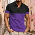thumbnail image 2 of Men's Fashion Colorblock Polo Shirt Casual Short Sleeve Casual Lapel Golf Shirt Tops, 2 of 6