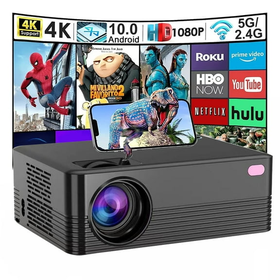 Salange 1080p Decoding & HD, 3500 ANSI Lumens WiFi 6 Bluetooth Projector, LCD Display, Screen Adaption, Auto Focus Electronic Trapezoidal Smart Projector