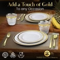 thumbnail image 4 of 600 Piece Gold Dinnerware Set â€“ 200 White and Gold Plates â€“ Set of 300 Gold Plastic Silverware â€“ 100 Plastic Cups â€“ Disposable Gold Dinnerware Set for Party - 100 Guests, 4 of 4