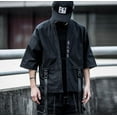 thumbnail image 2 of Techwear Harajuku Matte Black Tee Japanese Samurai T-Shirt Kanji Embroidery Shirt, 2 of 5