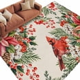 thumbnail image 6 of Cardinal Bird Area Rug 5x7 Washable Rug Non Slip Pine Cones Poinsettia Berry Floral Beige Large Area Rug Soft Stainresistant Indoor Floor Carpet for Living Room Bedroom Home Office Dining Room, 6 of 8