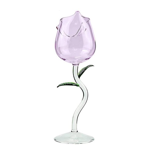 RoseShaped Red Wine Glasses Rose Shape Cocktail Glass With Colored Rose Leave 150400ml Rose