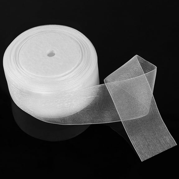Masteelf White Polyester Organza Ribbon for Decoration and Packing Smooth Durable with Sheer Shine 4cm Wide