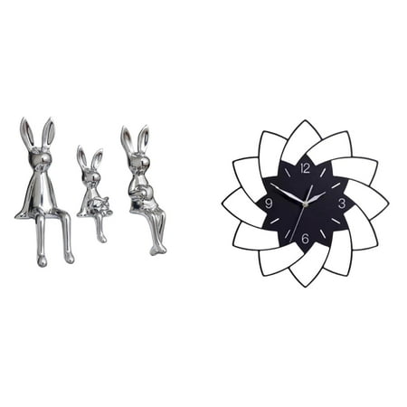 4 Piece Figurine Sculpture Wall Clock Ornament Ceramic Acrylic Material for Office Bedroom Decor Display