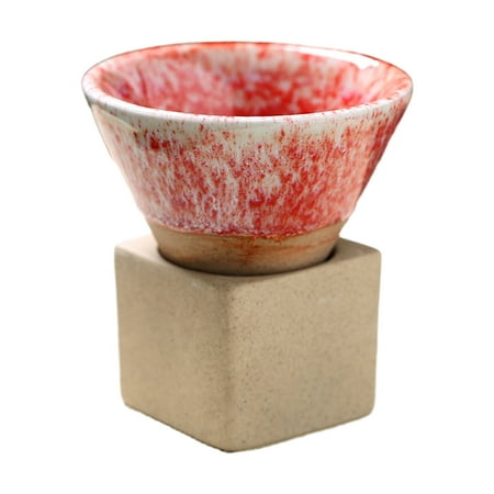 

AQQW 100ML Crude Pottery Funnel Coffee Cup with Base Heat-resistant Handmade Japanese Style Latte Cappuccino Tea Espresso Tapered Mug Birthday Gift