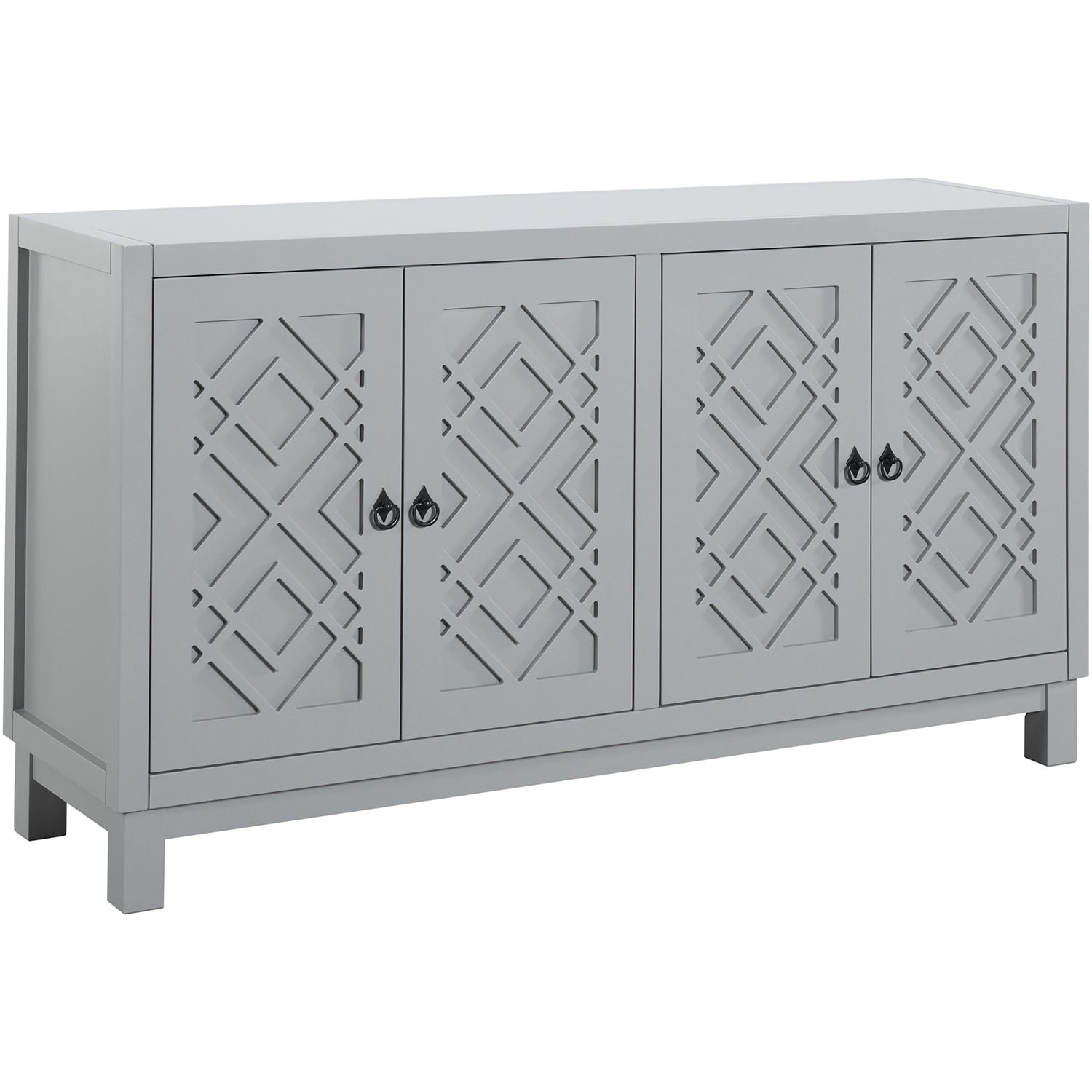 Kadyn Storage Sideboard Buffet Cabinet, 4 Door Sideboard with Pull Ring Handles, Kitchen Storage Cabinet for Living Room, Light Gray Kadyn Storage Sideboard Buffet Cabinet, 4 Door Sideboard with Pull Ring Handles, Kitchen Storage Cabinet for Living Room, Light Gray