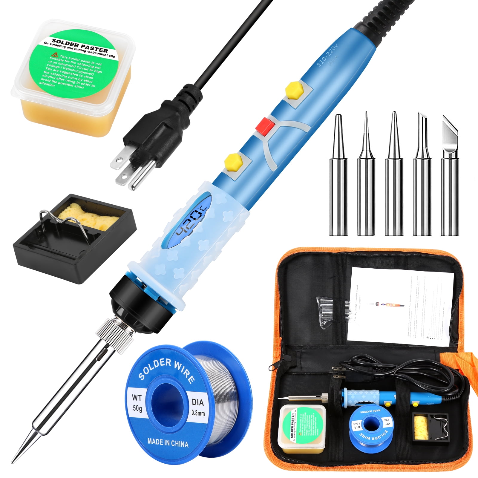 SREMTCH Soldering Iron Kit Electronics, 80W Digital LCD Adjustable