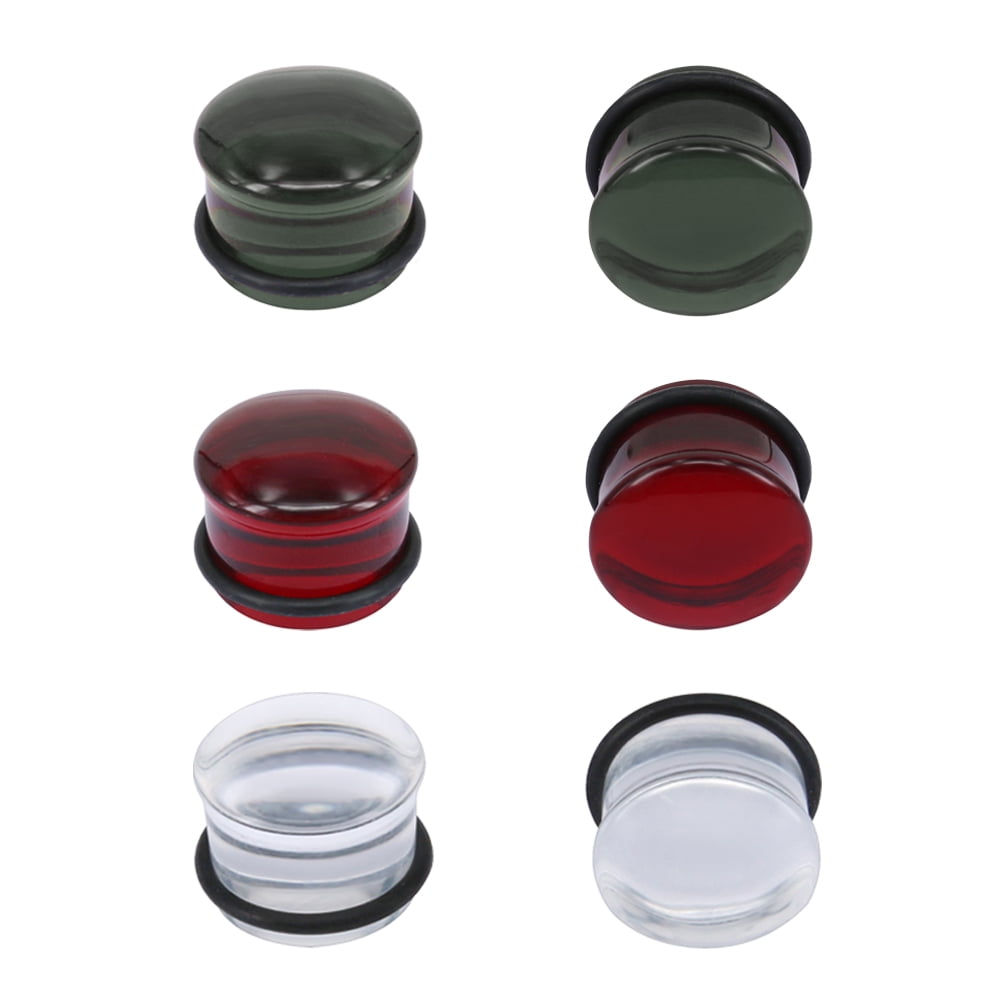 ZS 3 Pairs Glass Ear Gauges Mushroom Ear Plugs and Tunnels Single Flare