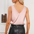 thumbnail image 4 of Akiihool Womens Silk Satin Tank Tops V Neck Casual Cami Sleeveless Camisole Blouses Summer Basic Tank Shirt (Pink,S), 4 of 7
