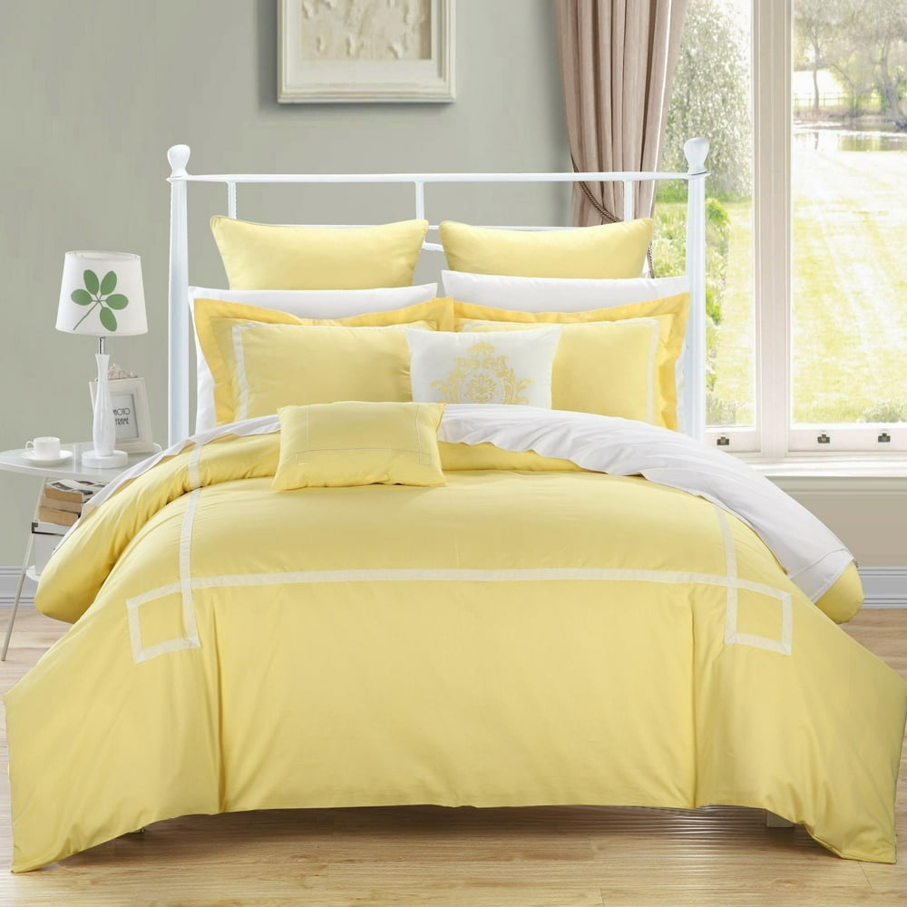 Woodford Yellow Queen 11 Piece Embroidered Comforter Bed In A Bag Set