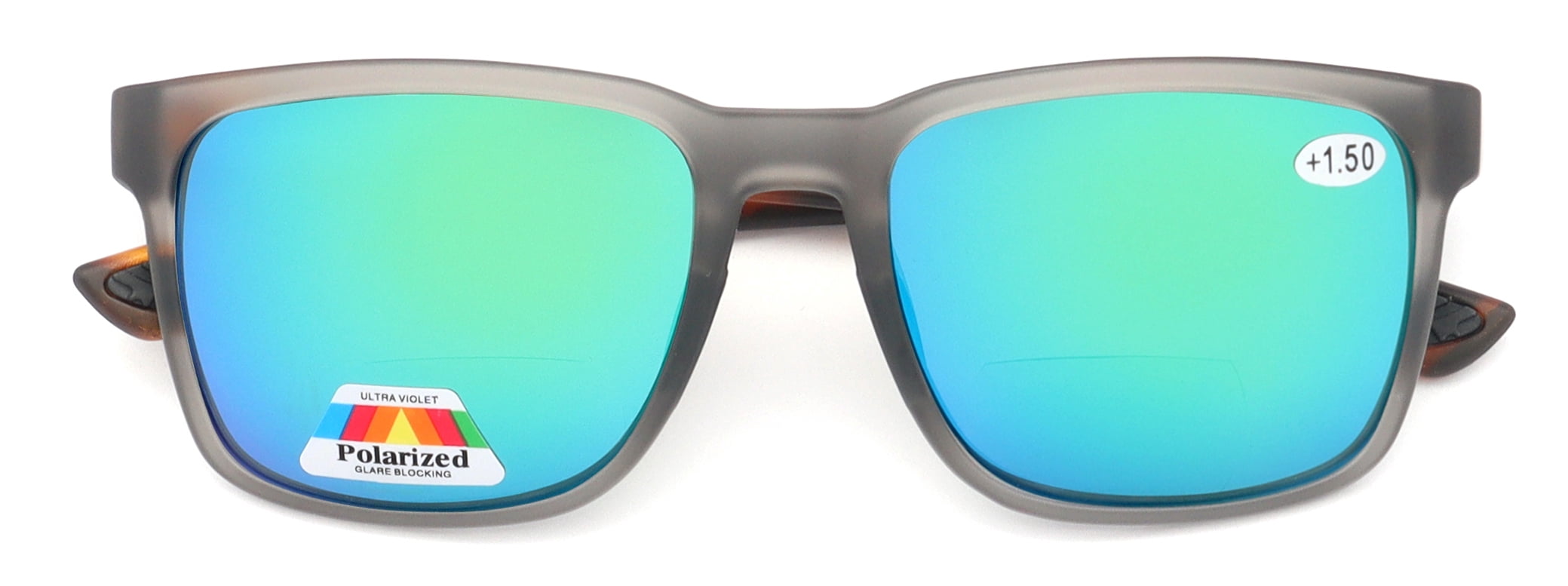 Men Tinted Polarized Bifocal Reading Fishing Sunglasses - Lightweight TR90 - UV Protection Reader 1.75 CR02