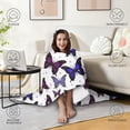 thumbnail image 4 of Wearable Blanket,Butterfly Purple Blue Dot Pattern Hooded Wearable Flannel Blanket for Adults & Teens with Buckle,Winter Poncho Shawl Wrap Cape,60"x80", 4 of 5