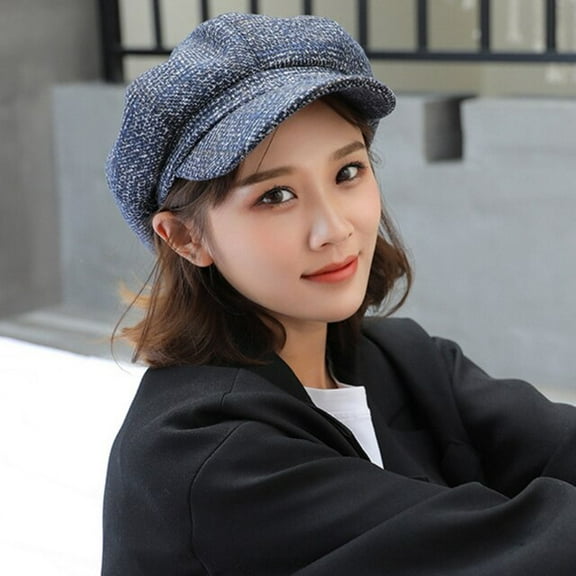 SikaFu Women Men Wool Felt Berets High Quality Autumn Winter Hat Thick Warm Unisex Octagonal Newsboy Cap Retro Plaid Beret Cap