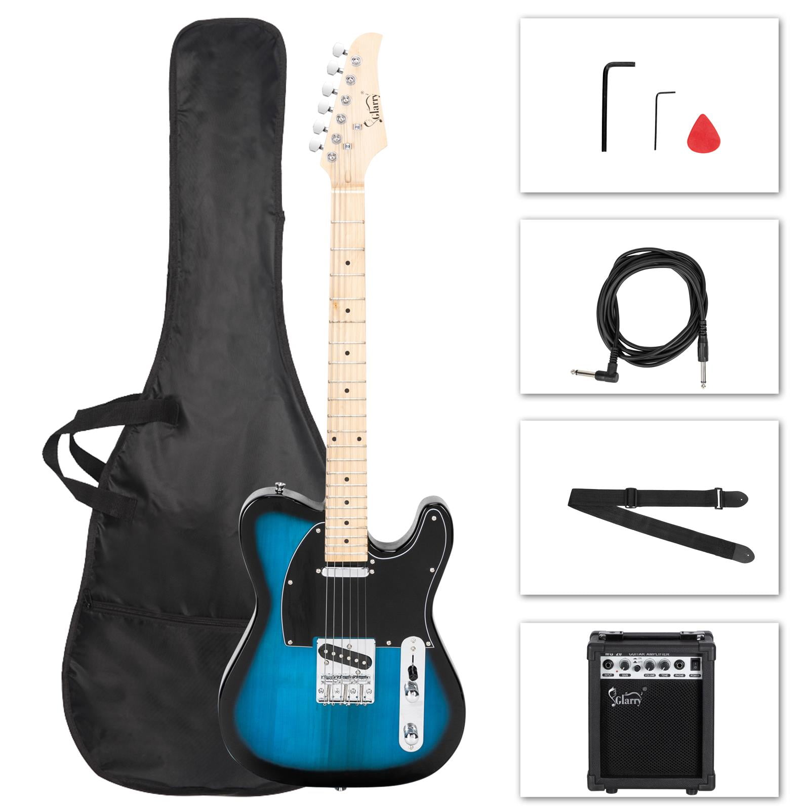 Glarry Full Size Beginner Electric Guitar Starter Kit with Amplifier, Blue
