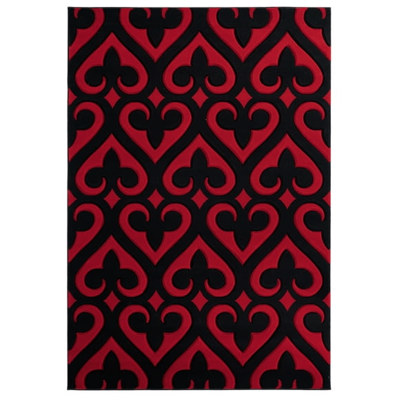United Weavers Bristol Area Rug 2050 11430 Heartland Red Hearts Swirls 2' 7" x 4' 2" Rectangle