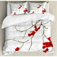thumbnail image 3 of Rowan Duvet Cover Set Twin Size, Artistic Branch of Rowan Plant Covered with Snow Winter Season Christmas Tree, Decorative 2 Piece Bedding Set with 1 Pillow Sham, Red White Umber, by Ambesonne, 3 of 3