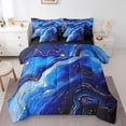 thumbnail image 1 of YST Navy Marbling Comforter Set, 7-Piece, Blue Abstract Artwork, Queen, 1 of 4