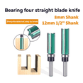 thumbnail image 4 of 2pack Bearing Four-Edge Straight Knife 4-Tooth Slotted Handle with Bearing Trimmer Heads Woodworking Milling Cutter 12mm, 4 of 7