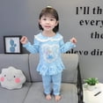 thumbnail image 1 of Pijamas de Frozen para niñas, conjunto de ropa de manga larga con dibujos animados de Anna y Elsa, ropa de dormir informal para el hogar, traje de camisón, 1 of 4