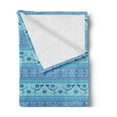 thumbnail image 2 of Whale Soft Flannel Fleece Throw Blanket, Ocean Inspired Pattern with Geometrical Borders Fish and Scallops, Cozy Plush for Indoor and Outdoor Use, 70" x 90", Turquoise Lilac Blue, by Ambesonne, 2 of 5