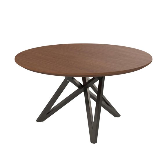 Walnut Wood Dining Table with brushed Gray Stainless Steel Legs