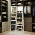 thumbnail image 2 of 360° Swivel Jewelry Cabinet with Full Length Mirror Modern  Adult Accessory Armoire, White, 2 of 6