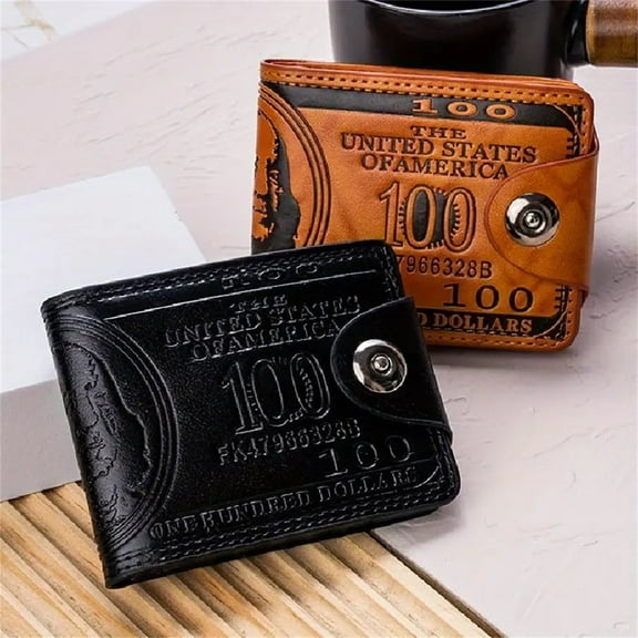 Blukids Men's Novelty US 100 Dollar Wallet Bill Money Billfold Safe Purse With Magnetic Buckle(Black)