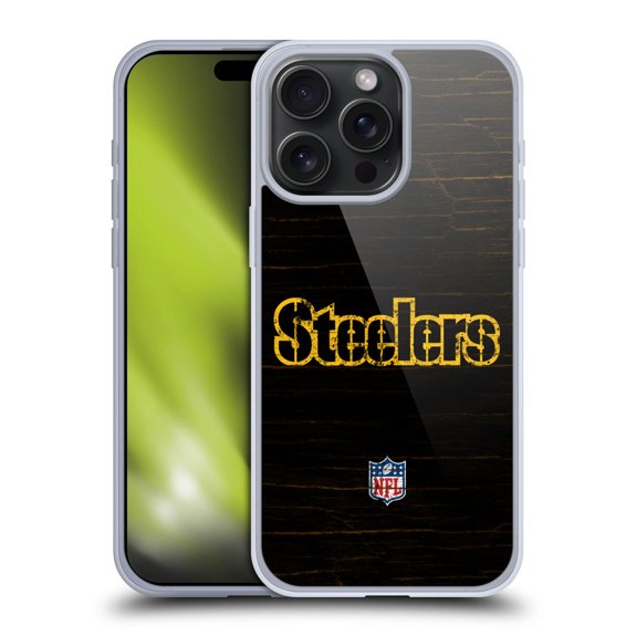 Head Case Designs NFL Pittsburgh Steelers Logo Distressed Look Soft Gel Case for Apple iPhone 15 Pro Max